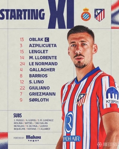 马竞vs贝蒂斯，瑟洛特领衔首发，阿尔瓦雷斯、利诺出战，安东尼替补待命